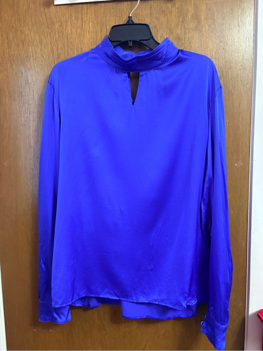 Royal Blue Mock Neck Long-Sleeve Blouse